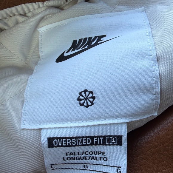 New Nike Air Varsity Jacket Wool Leather Tan Brown FZ1168 281 Men's Large Tall - Picture 3 of 8